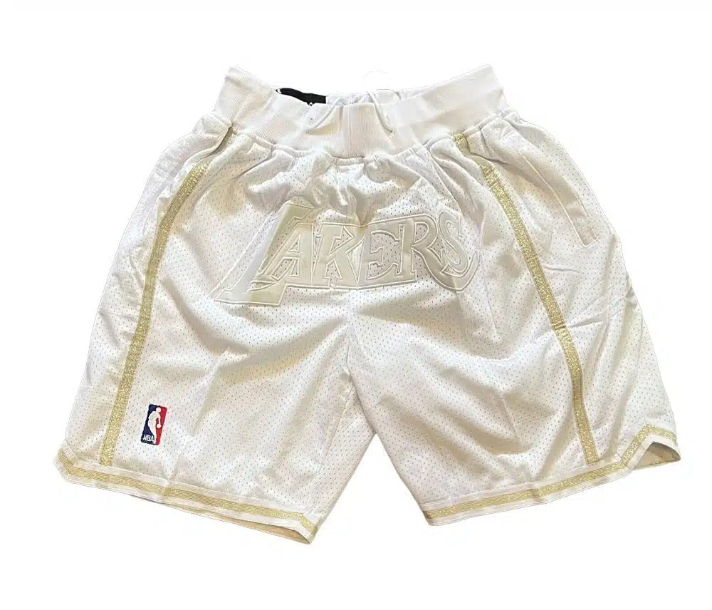 Los Angeles Lakers White MVP Throwback Shorts - Basketball Shorts Store