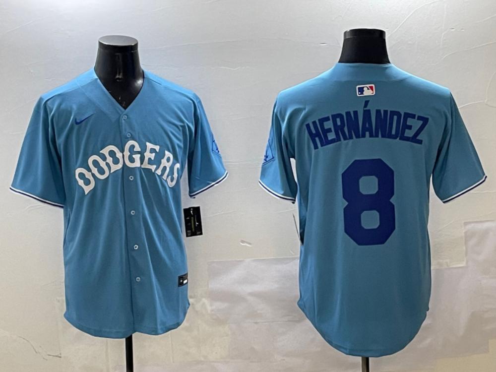 Los Angeles Dodgers Enrique Hernandez Light Blue Royal Throwback Jersey