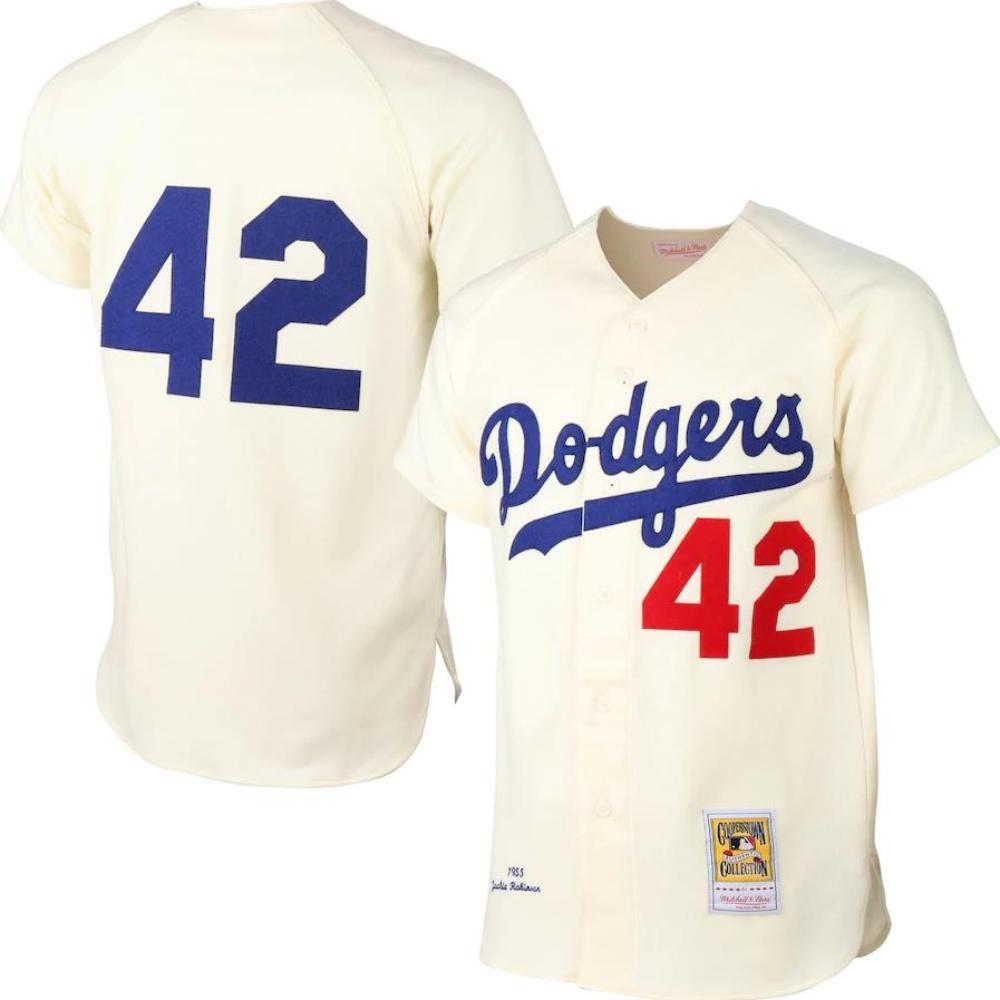 Los Angeles Dodgers Jackie Robinson Cream 1955 Throwback Jersey