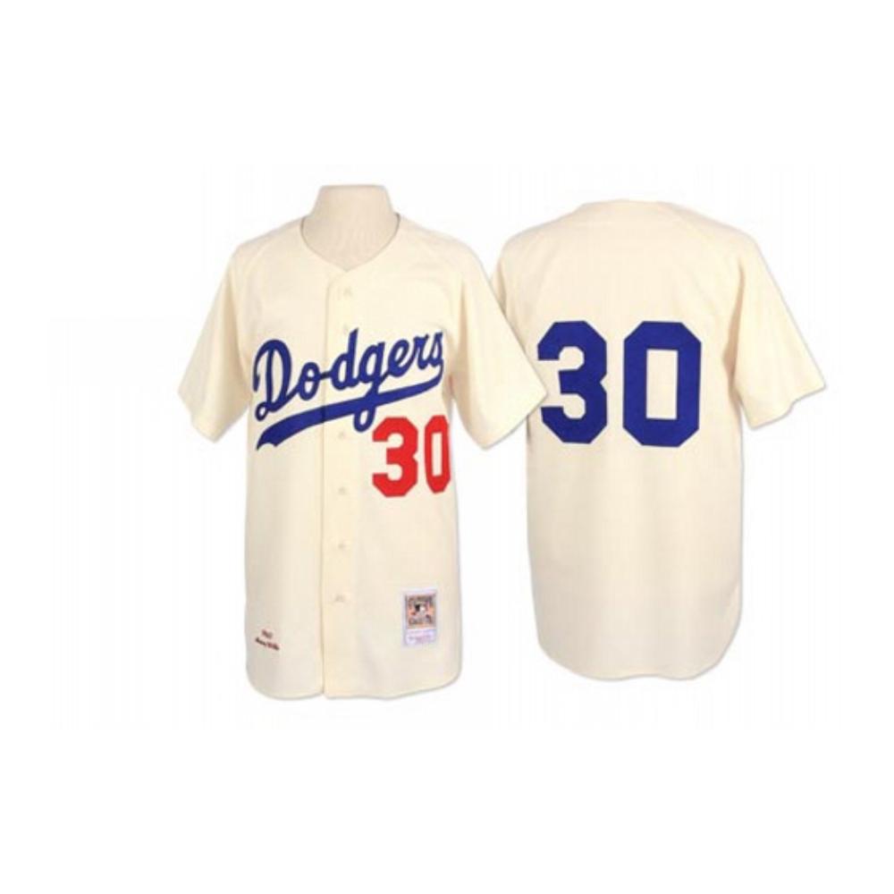Los Angeles Dodgers Maury Wills Cream 1955 1962 Throwback Jersey