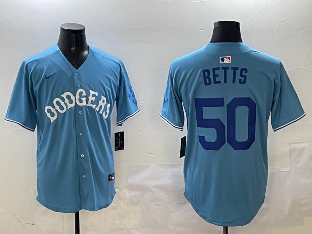 Los Angeles Dodgers Mookie Betts Light Blue Royal Throwback Jersey