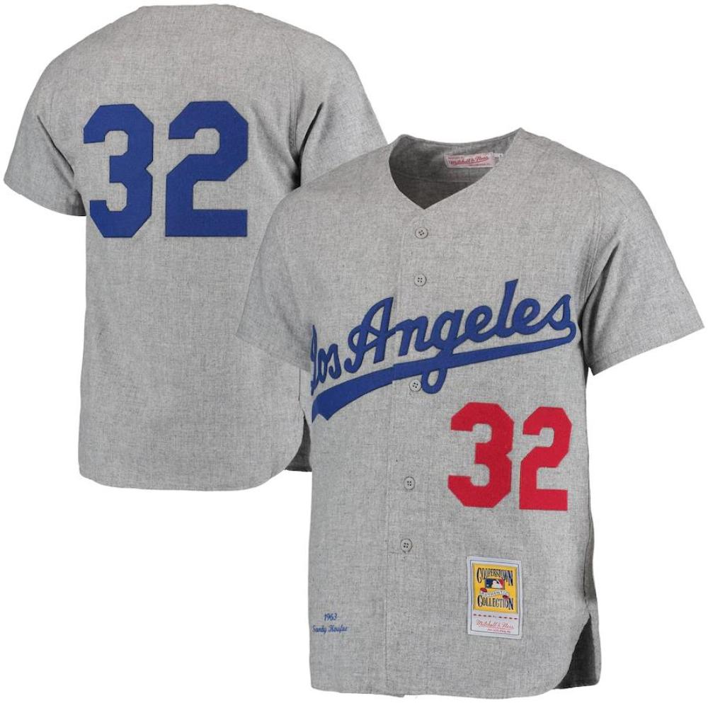 Los Angeles Dodgers Sandy Koufax Grey 1963 Throwback Jersey
