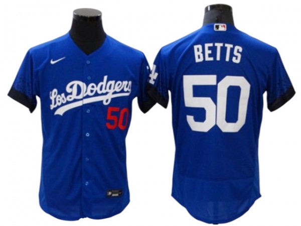 Los Angeles Dodgers #50 Mookie Betts City Connect Flex Base Jersey - Royal