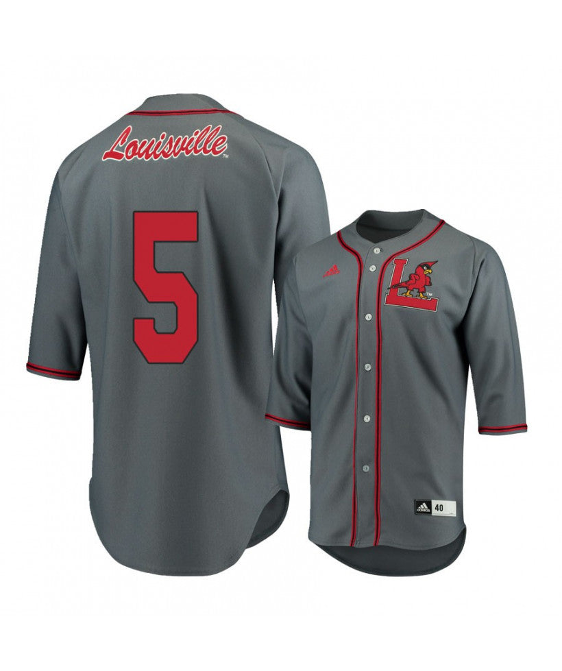 Louisville Cardinals 5 Levi Usher Gray Baseball Jersey