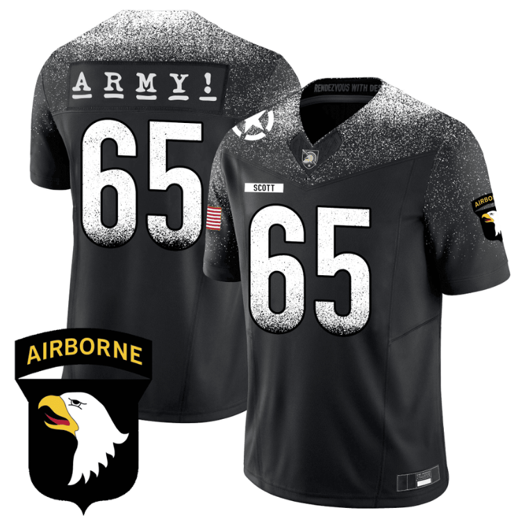 Lucas Scott Jersey #65 Army Black Knights 101st Airborne Division Honoring Black