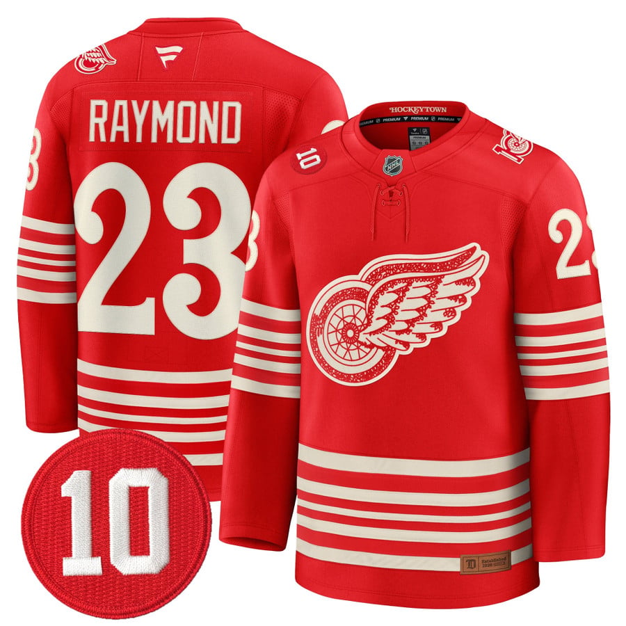 Lucas Raymond Jersey #23 Detroit Red Wings #10 Alex Delvecchio Honoring Stitched