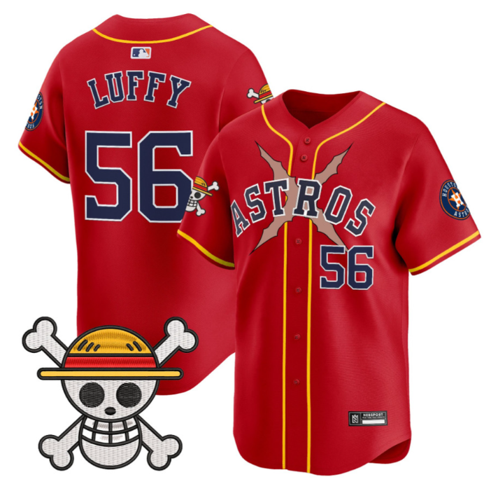 Luffy Jersey #56 Houston Astros One Piece 2025 Vapor Premier Limited Red