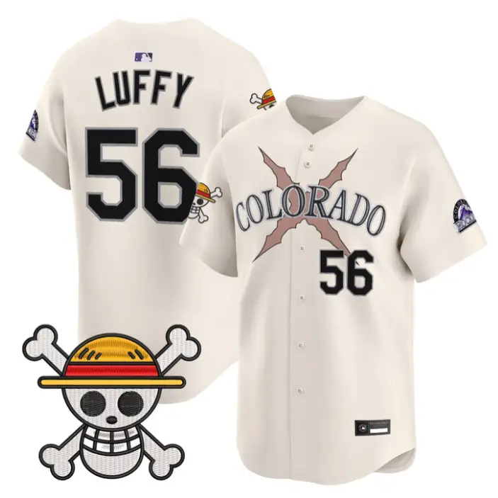 Luffy Jersey #56 Colorado Rockies One Piece Premier Limited Stitched