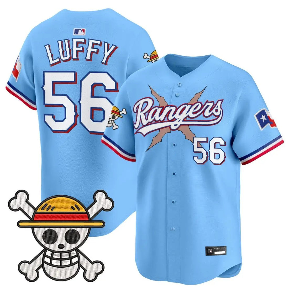 Luffy Jersey #56 Texas Rangers One Piece Premier Limited Stitched