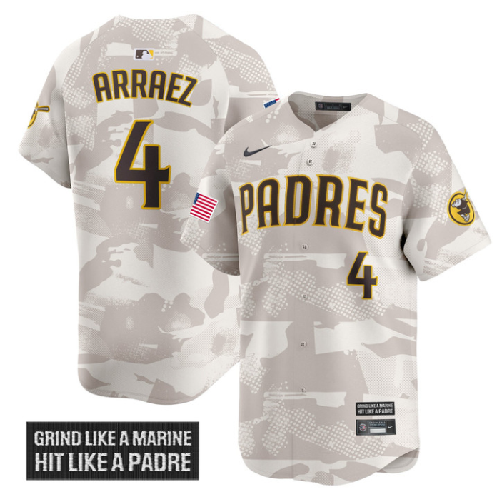 Luis Arraez Jersey #4 San Diego Padres 2025 Armed Forces Day Vapor Stitched Camo
