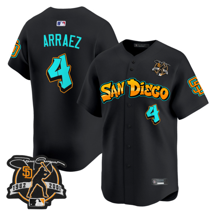 Luis Arraez Jersey #4 San Diego Padres Graffiti Barrio Edition Stitched Black