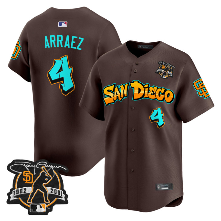Luis Arraez Jersey #4 San Diego Padres Graffiti Barrio Edition Stitched Brown