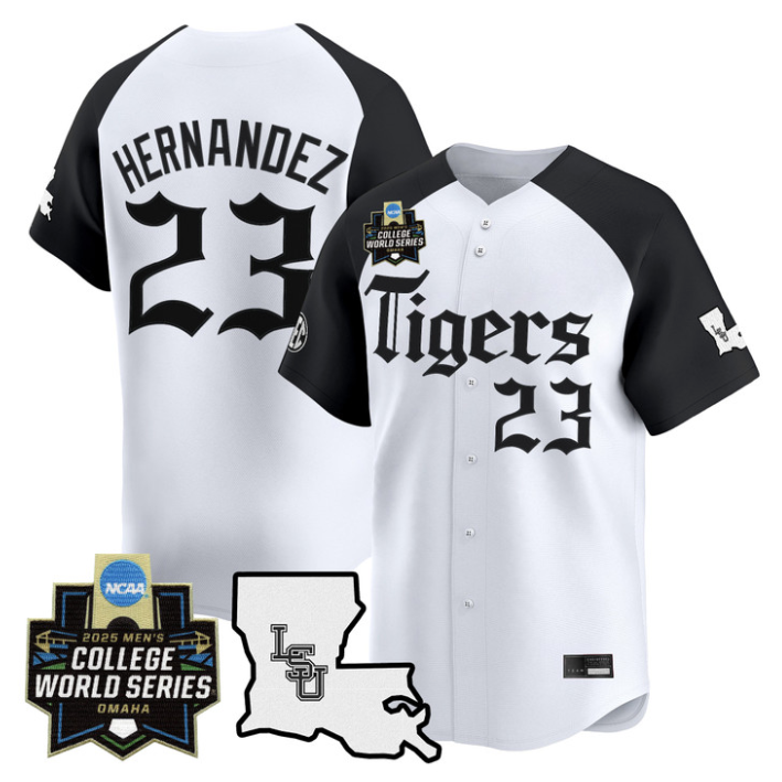 Luis Hernandez Jersey #23 LSU Tigers 2025 World Series Gothic Geaux Edition