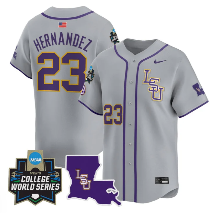 Luis Hernandez Jersey #23 LSU Tigers 2025 World Series Stitched Purple