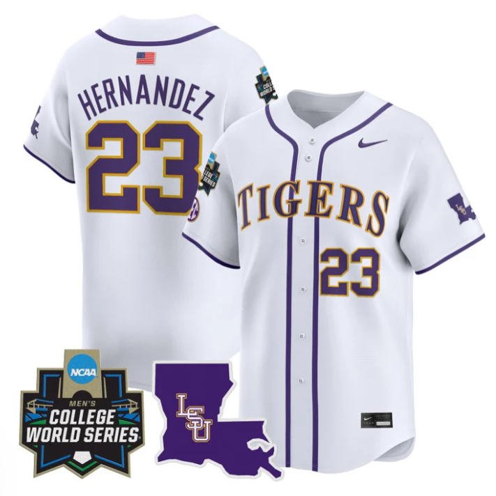 Luis Hernandez Jersey #23 LSU Tigers 2025 World Series Stitched White