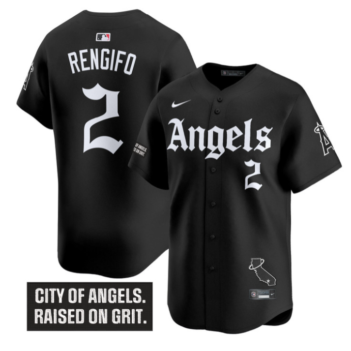 Luis Rengifo Jersey #2 Los Angeles Angels Gothic Halo Edition Stitched Black