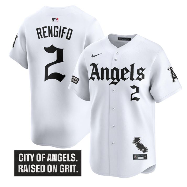 Luis Rengifo Jersey #2 Los Angeles Angels Gothic Halo Edition Stitched White