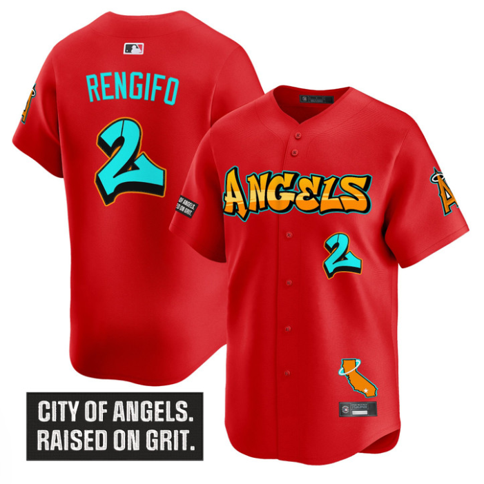 Luis Rengifo Jersey #2 Los Angeles Angels Graffiti Halo Drop Edition Red
