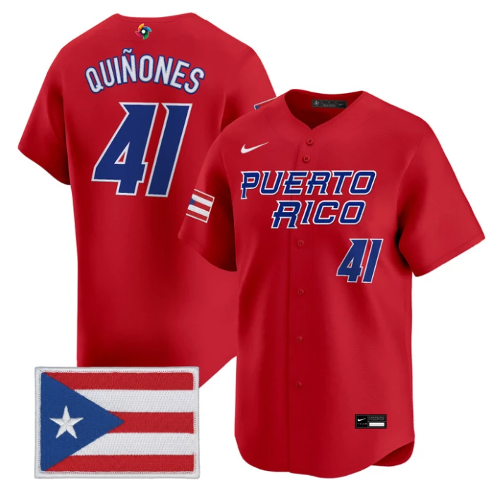 Luis Quiñones Jersey #41 Puerto Rico World Baseball Classic 2026 Stitched
