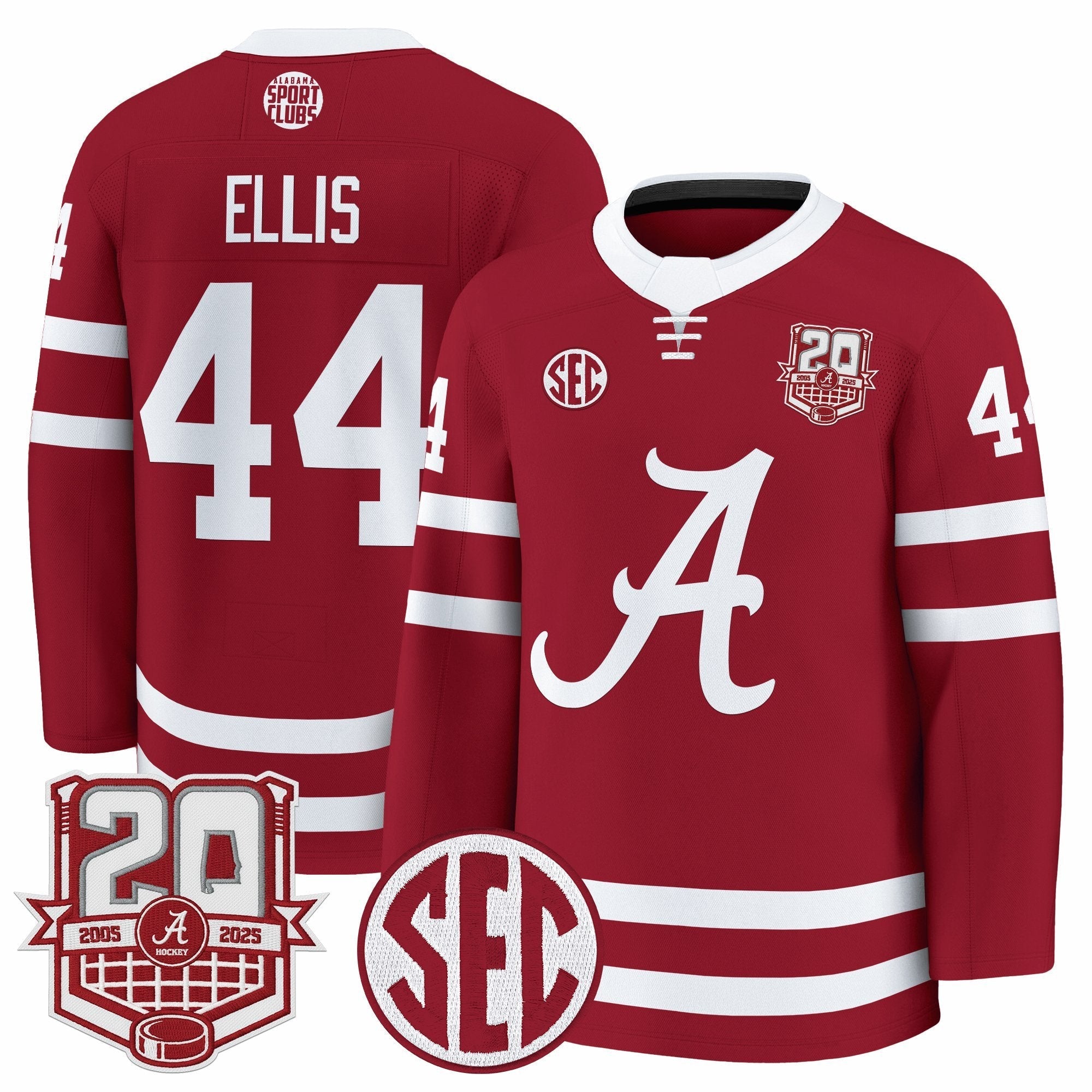 Luke Ellis Jersey #44  Alabama Crimson Tide 2025-26 Premium 20th Anniversary Patch Stitched