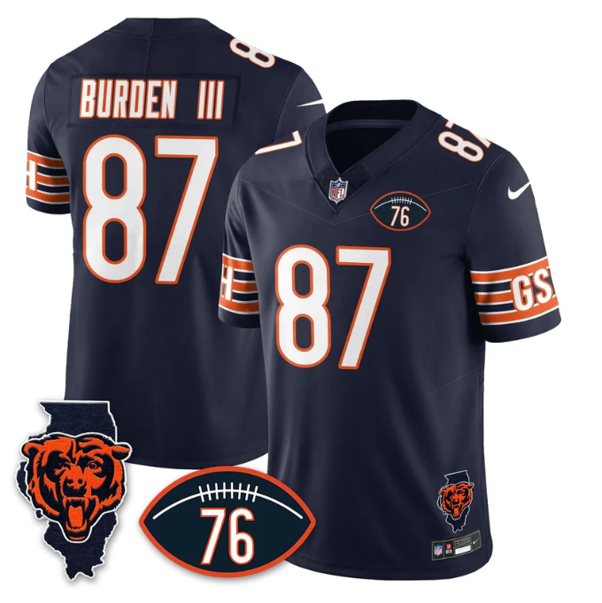 Luther Burden III Jersey #87 Honor Steve McMichael All Stitched Navy