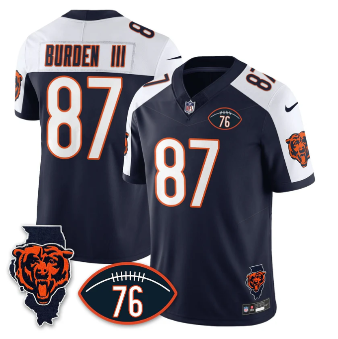 Luther Burden III Jersey #87 Honor Steve McMichael All Stitched Navy ALter
