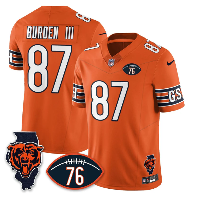 Luther Burden III Jersey #87 Honor Steve McMichael All Stitched Orange
