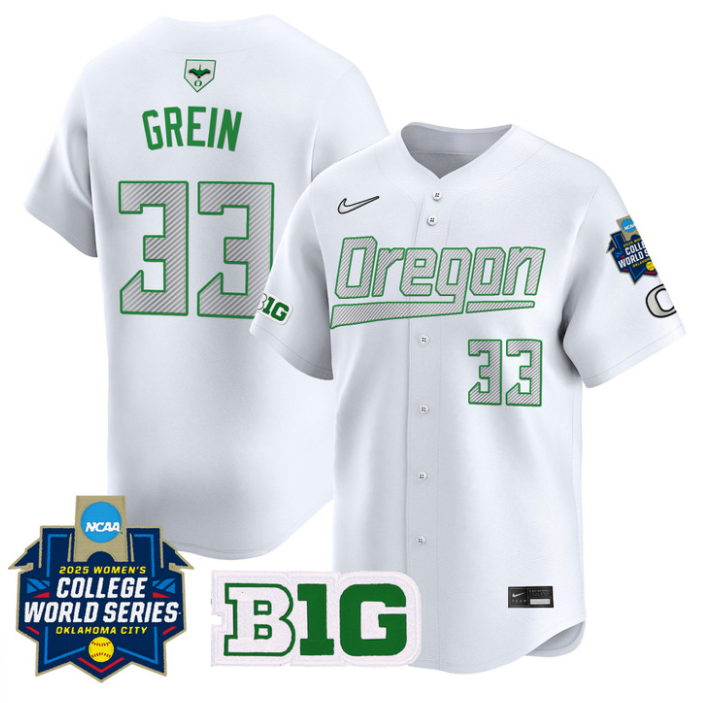 Lyndsey Grein Jersey #33 Oregon Ducks Softball 2025 World Series Stitched White