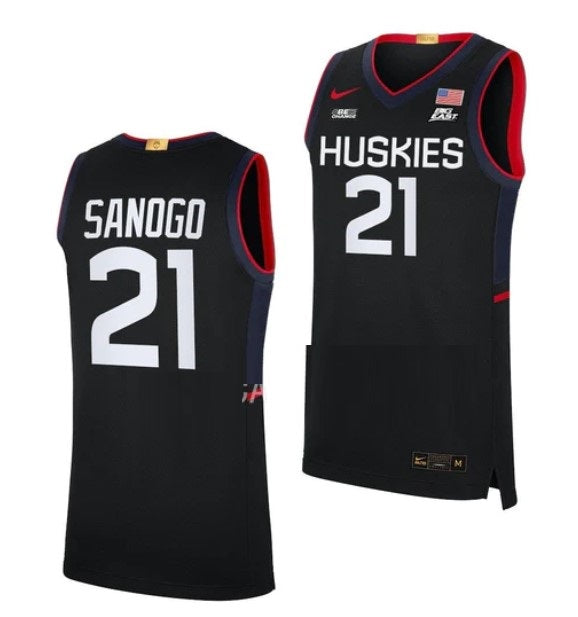Men's #21 Adama Sanogo Jersey UConn Huskies College Basketball Jerseys Black