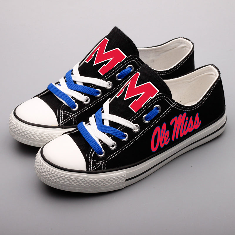 Mississippi Rebels Limited Print NCAA College Students Low Top Canvas Shoes Sport Sneakers