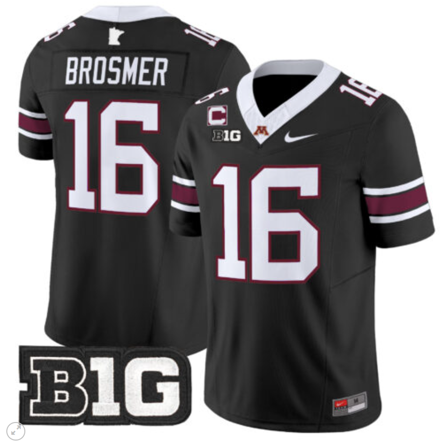 Max Brosmer Jersey #16 Minnesota Golden Gophers Vapor Limited Football Black