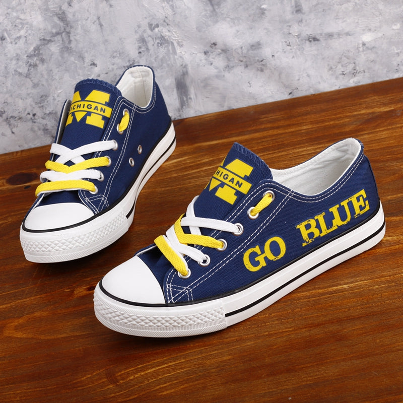 Michigan Wolverines Limited Print NCAA College Students Low Top Canvas Shoes Sport Sneakers 3
