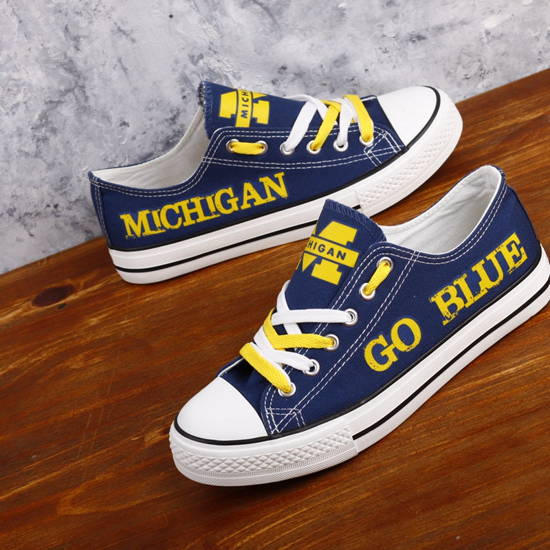 Michigan Wolverines Limited Print NCAA College Students Low Top Canvas Shoes Sport Sneakers 3