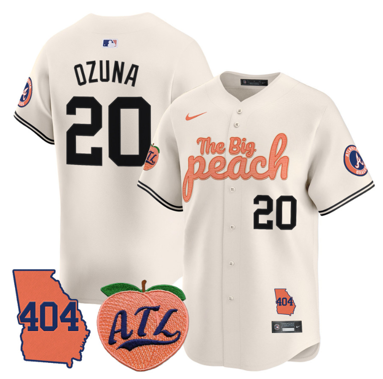 Marcell Ozuna Jersey #20 Atlanta Braves 404 & The Big Peach Premier Limited Stitched Cream