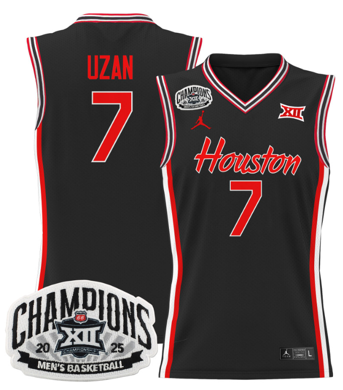 Men Milos Uzan Jersey #7 Houston Cougar 2025 Big 12 Champions Stitched Black