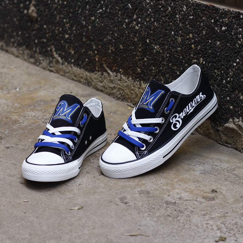 Milwaukee Brewers Limited Print MLB Baseball Fans Low Top Canvas Shoes Sport Sneakers T-DJ289H