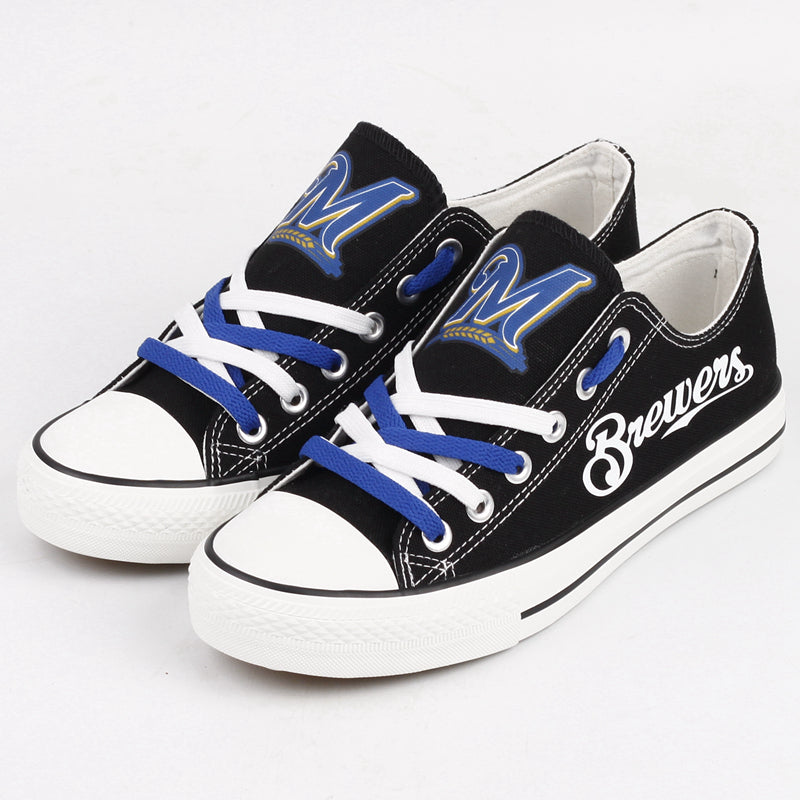 Milwaukee Brewers Limited Print MLB Baseball Fans Low Top Canvas Shoes Sport Sneakers T-DJ289H