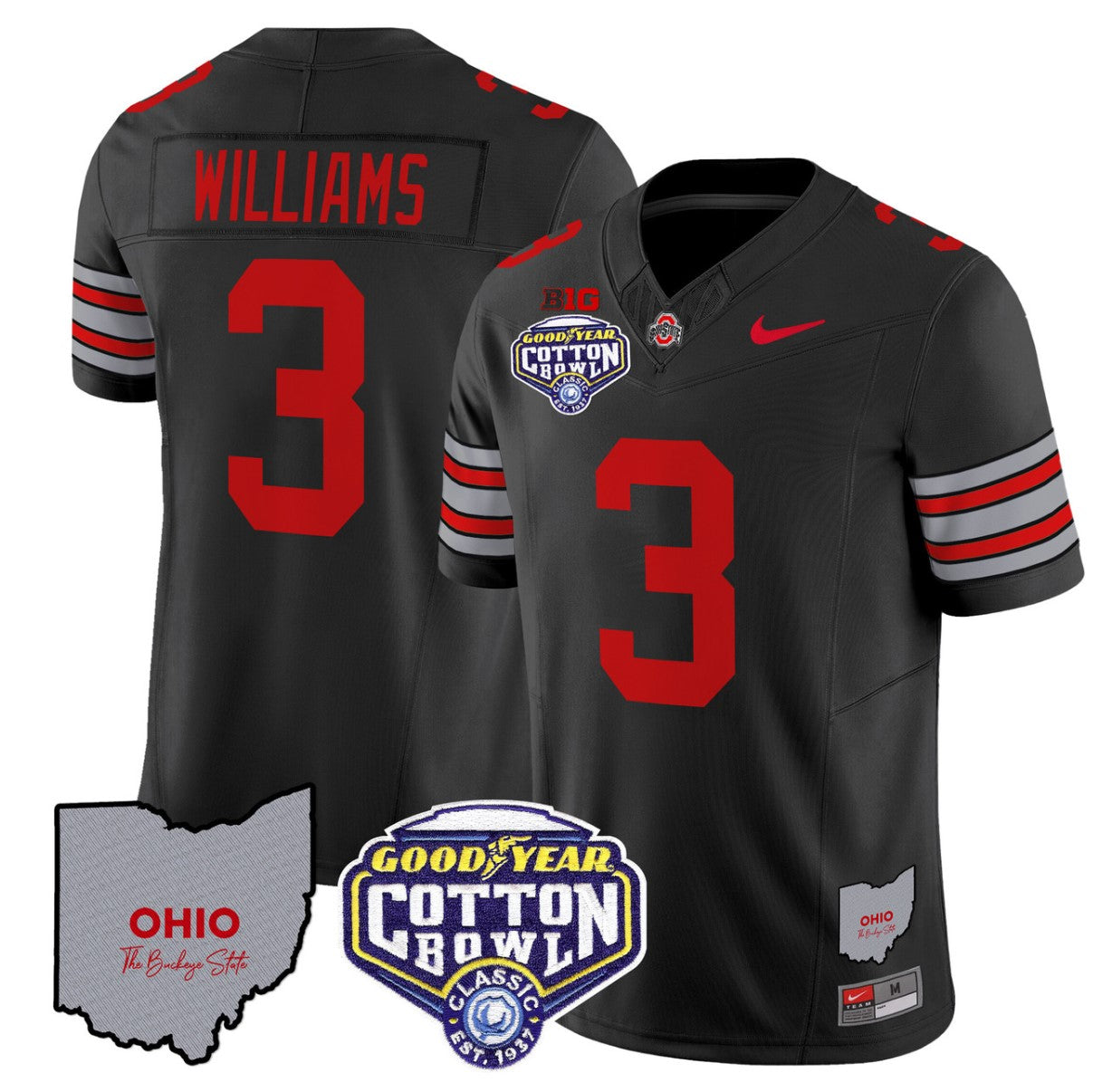 Miyan Williams Jersey #3 Ohio State Buckeyes Cotton Bowl Patch Stitched Black