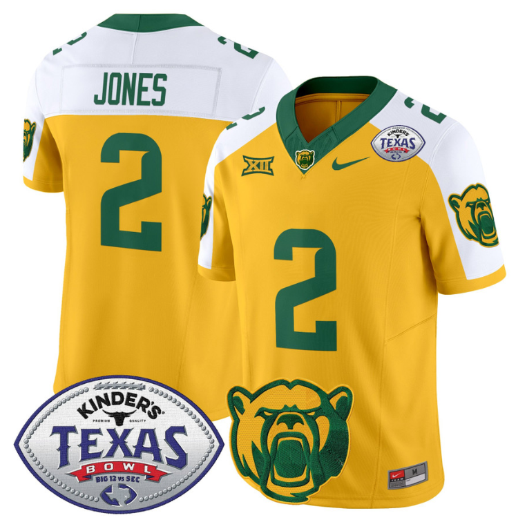 Matt Jones Jersey #2 Baylor Bears 2024 Texas Bowl Football Stitched Gold Alternate