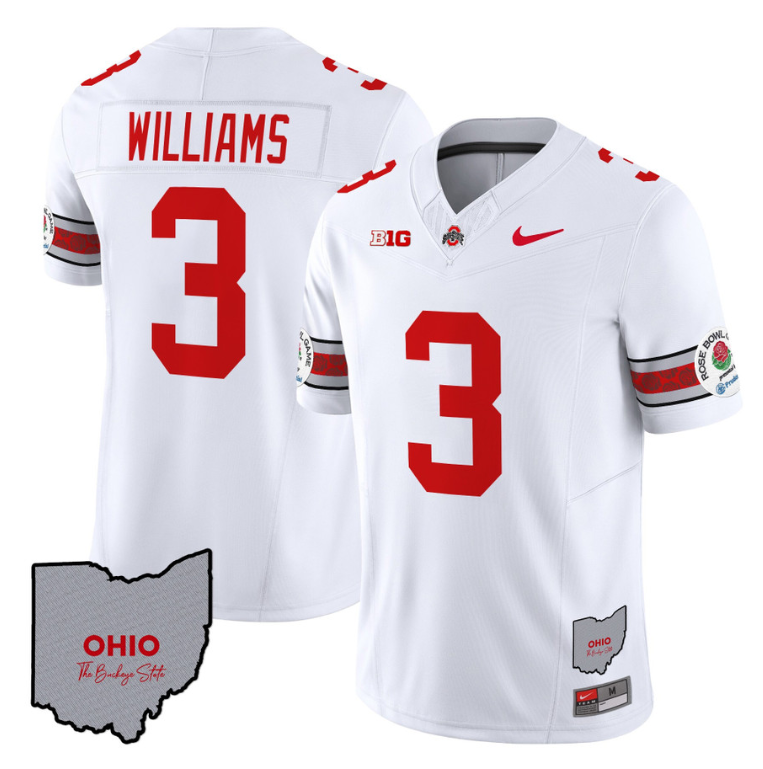 Miyan Williams Jersey #3 Ohio State Rose Bowl Patch Football V3 White