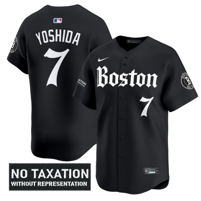 Masataka Yoshida Jersey #7 Boston Red Sox Retro Newspaper Edition Vapor Limited Stitched Black