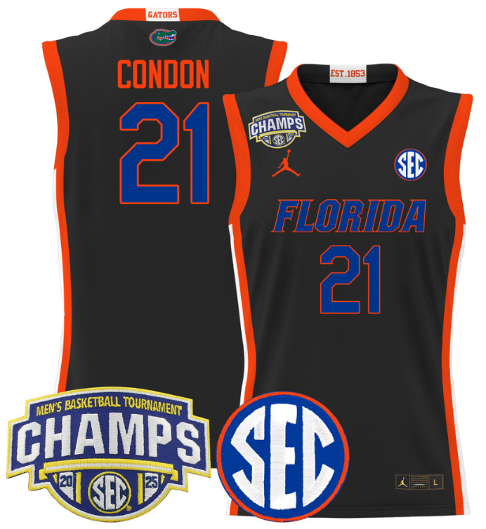 Men Alex Condon Jersey #21 Florida Gators 2025 SEC Champions Stitched Black