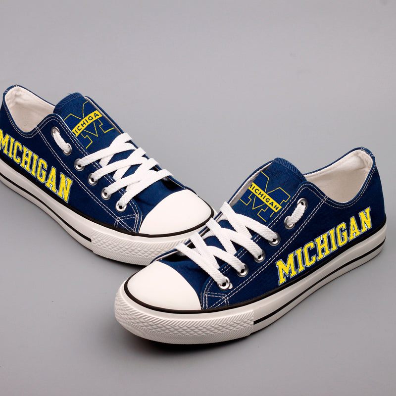 Michigan Wolverines Limited Print NCAA College Students Low Top Canvas Shoes Sport Sneakers 1