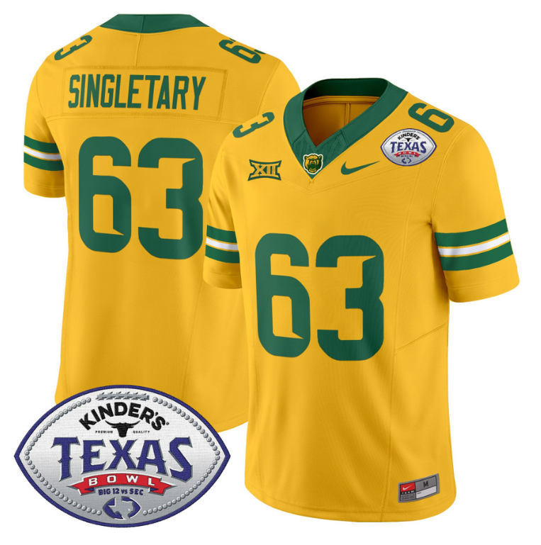 Mike SingletaryJersey #63 Baylor Bears 2024 Texas Bowl Football Gold