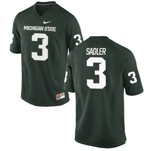 Michigan State Spartans #3 Mike Sadler NCAA College Football Jersey Green