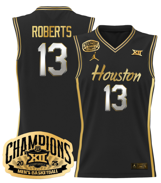 Men J'Wan Roberts Jersey #13 Houston Cougar 2025 Big 12 Champions Stitched Black
