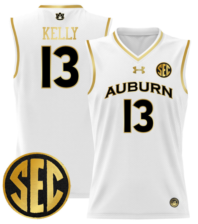 Miles Kelly Jersey #13 Auburn Tigers 2024 Lightweight Basketball White Gold