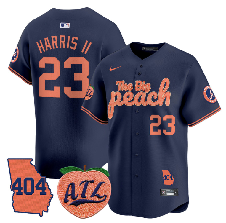 Michael Harris II Jersey #23 Atlanta Braves 404 & The Big Peach Premier Limited Stitched Navy