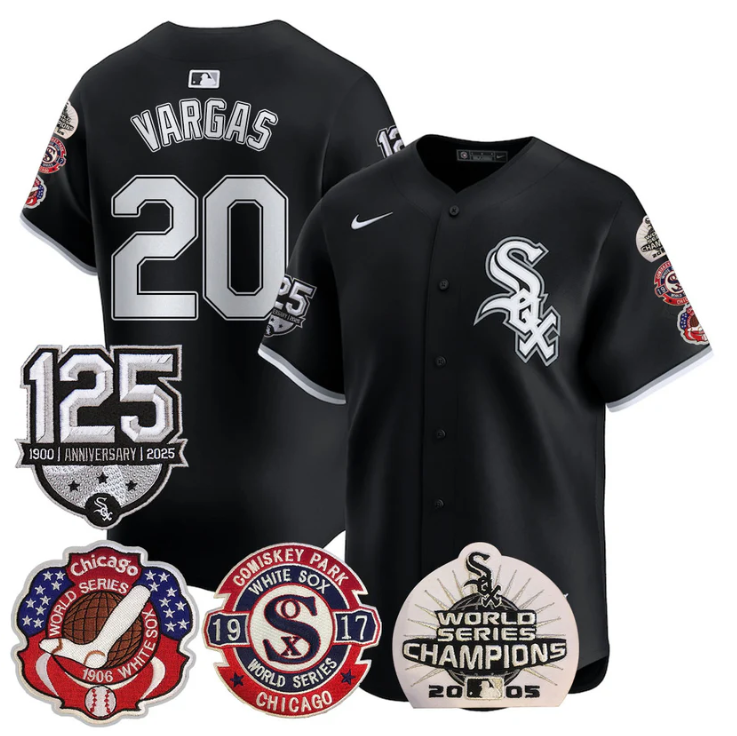 Miguel Vargas Jersey #20 Chicago White Sox 125th Anniversary World Series Champions Black