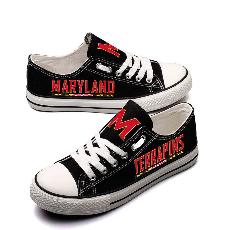 Maryland Terrapins Limited Print NCAA College Students Low Top Canvas Shoes Sport Sneakers